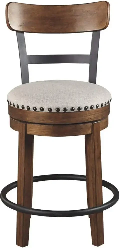 Design by Ashley Rustic Farmhouse 24.5” Counter Height Swivel Bar Stool, Brown