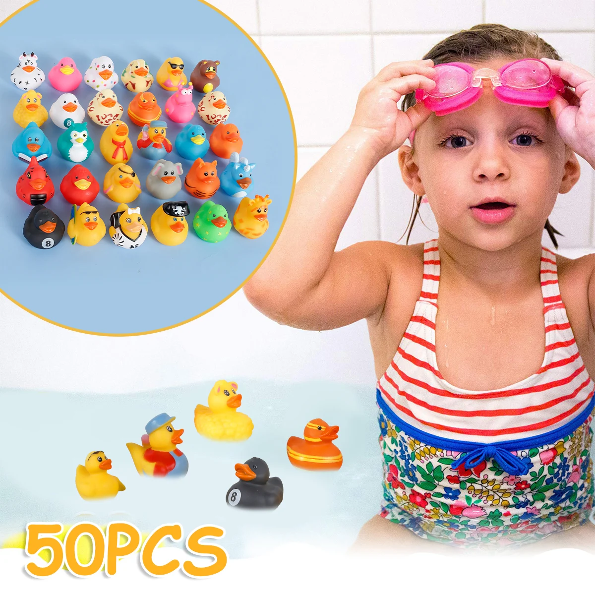 50 Stuks Diverse Eenden Voor Kinderen Badeend Speelgoed Leuke Bad Zwembad Speelgoed Babyborrels Accessoires Floater Eend Feestartikelen