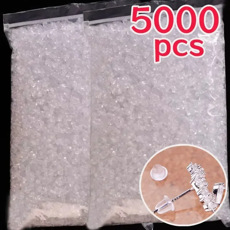 500/5000pcs Transparent Silicone Head Ear Studs Women Men Simple DIY Anti Falling Earstuds Soft Daily Ear Stud Jewelry Accessory