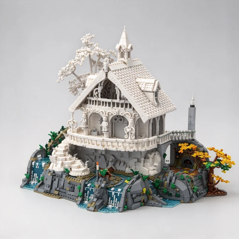 3308PCS MOC The Last Homely House Display Base Scene Model Building Blocks DIY Assembly Gifts for Adults Collection Desktop