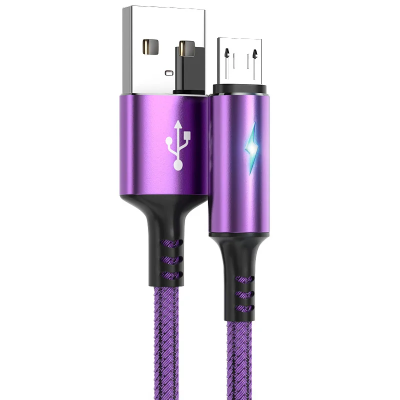 3A Fast Charging USB Micro Cable Data Cable Charger Cord for Samsung Xiaomi Phone Accessories LED Indicator Usb Cable