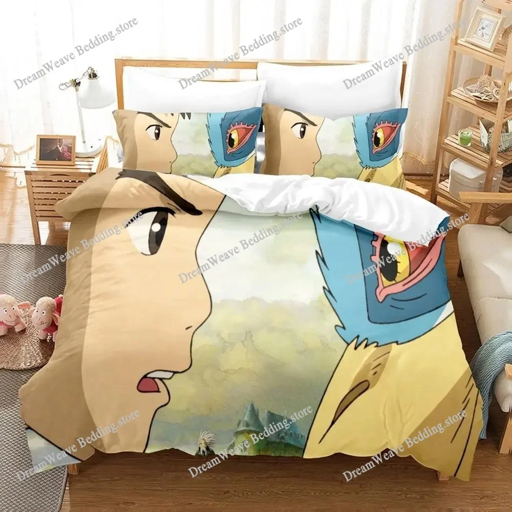 

The Boy and The Heron Bedding Set Single Twin Full Queen King Size Bed Set Adult Kid Bedroom Duvetcover Sets Anime Bed Sheet Set