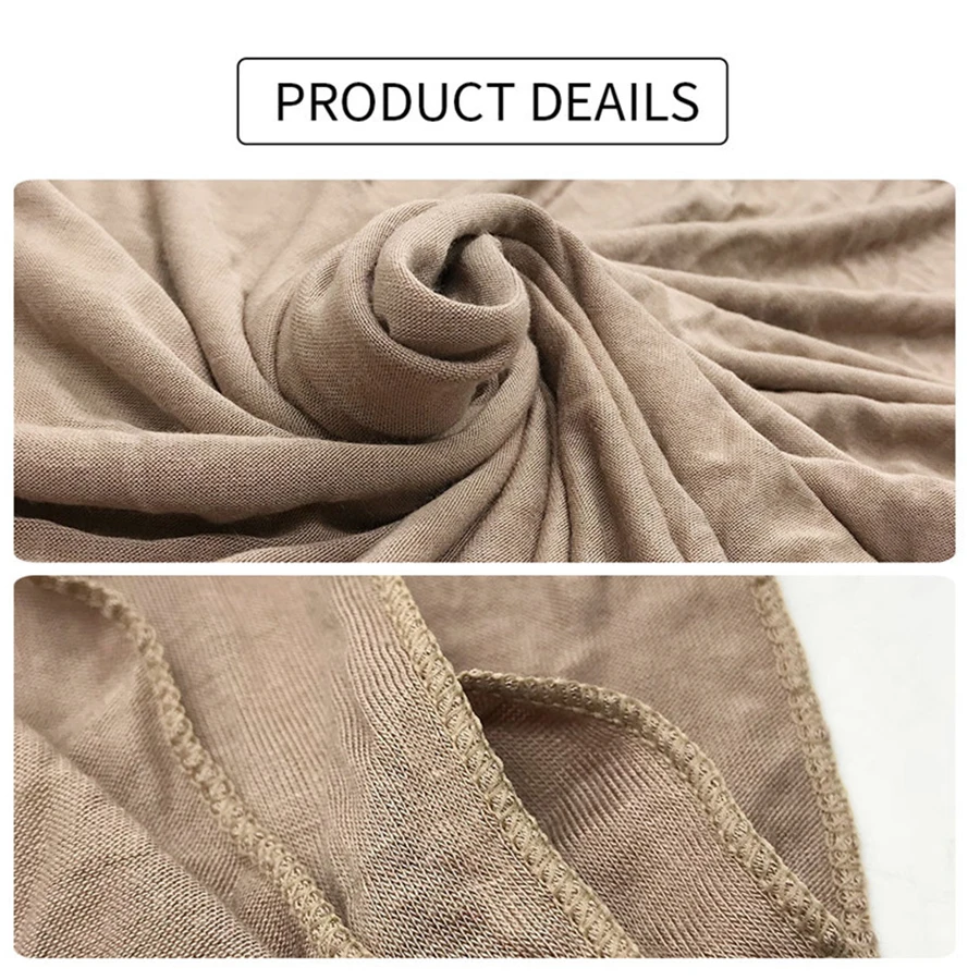 Jersey Hijab Scarf Women Winter Warm Plain Solid Elasticity Cotton Shawls and Wraps Large Size Headband Muslim Hijab Scarves