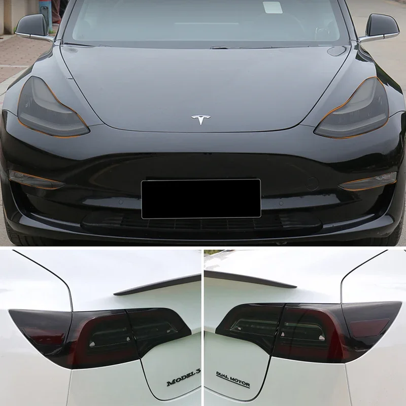 

For Tesla Model 3 Y 2017-2023 TPU Blackened Headlight Taillight Foglight Protective Film Modification Black Color Changing Films