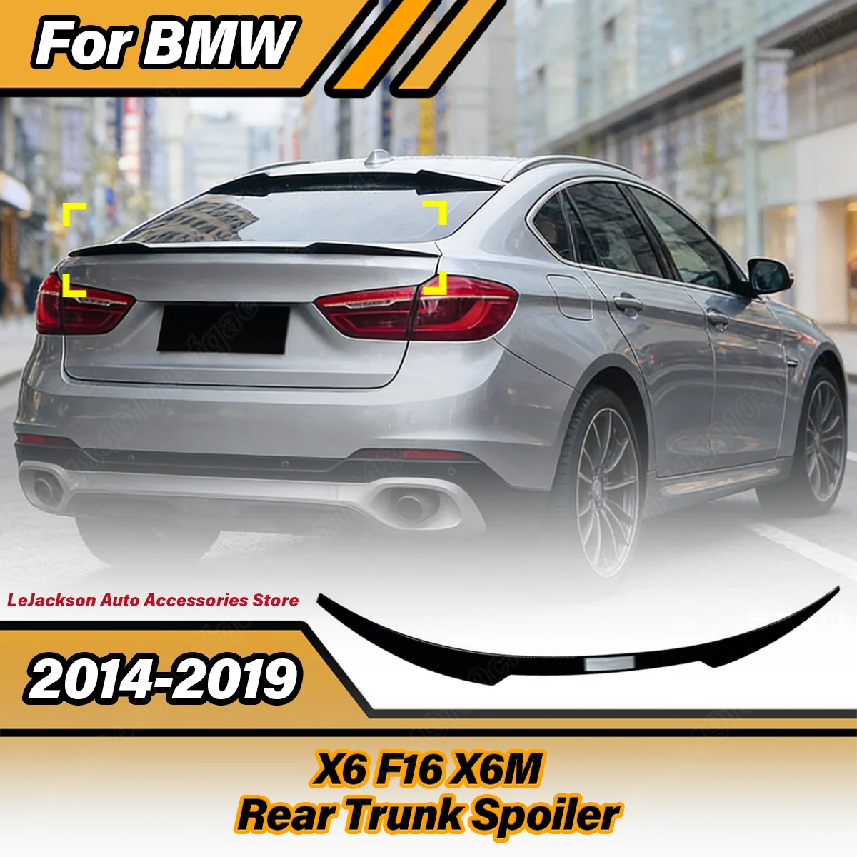 

For BMW X6 F16 X6M 2014 2015 2016 201 2018 2019 Automobile Rear Trunk Spoiler Car Rear Splitter Body Decorate Modification Kit