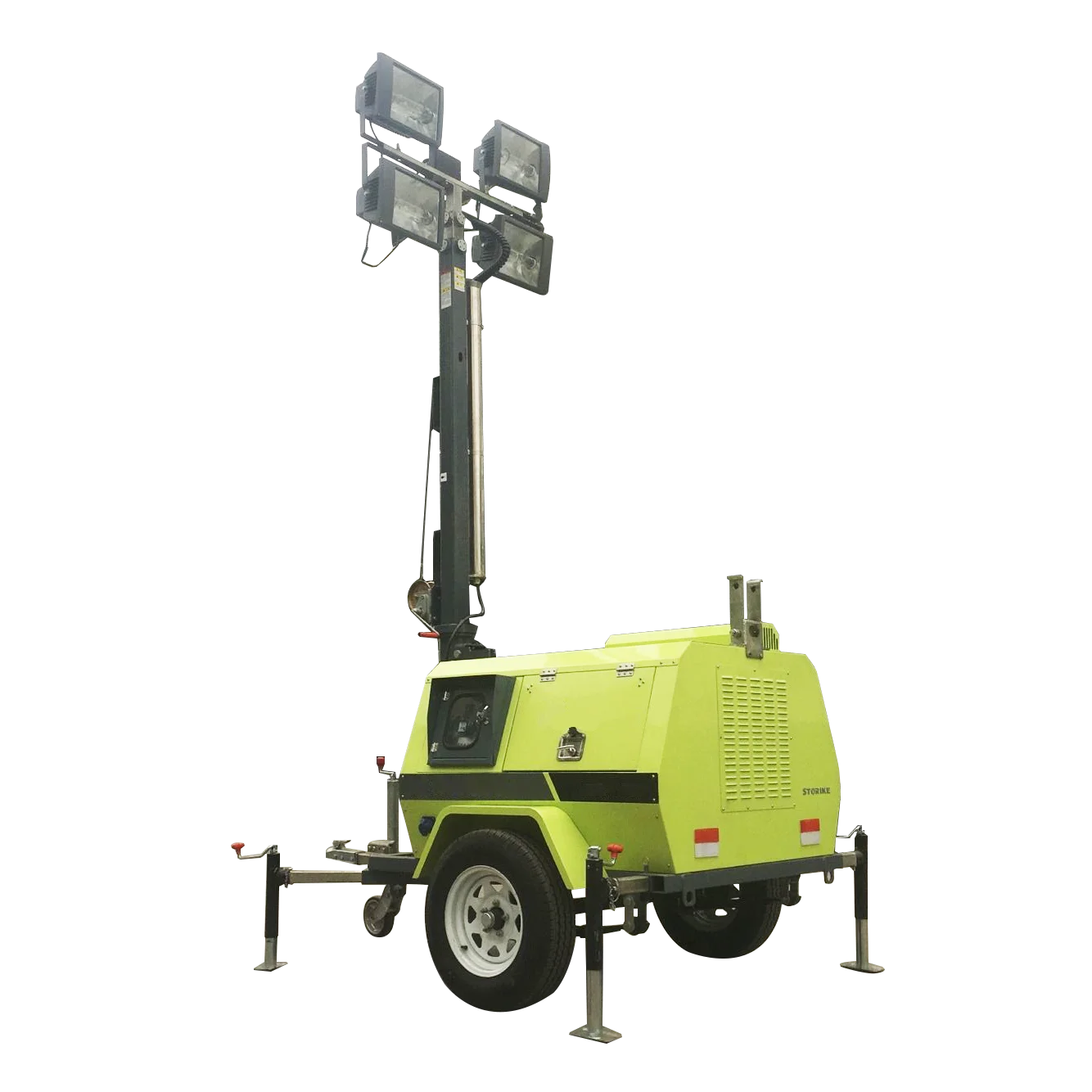 Mobile Light Tower Hybrid Diesel Electric Dual Power Supply 360° Rotatable Lamp Outdoor Event Temporary Large Area Illumination