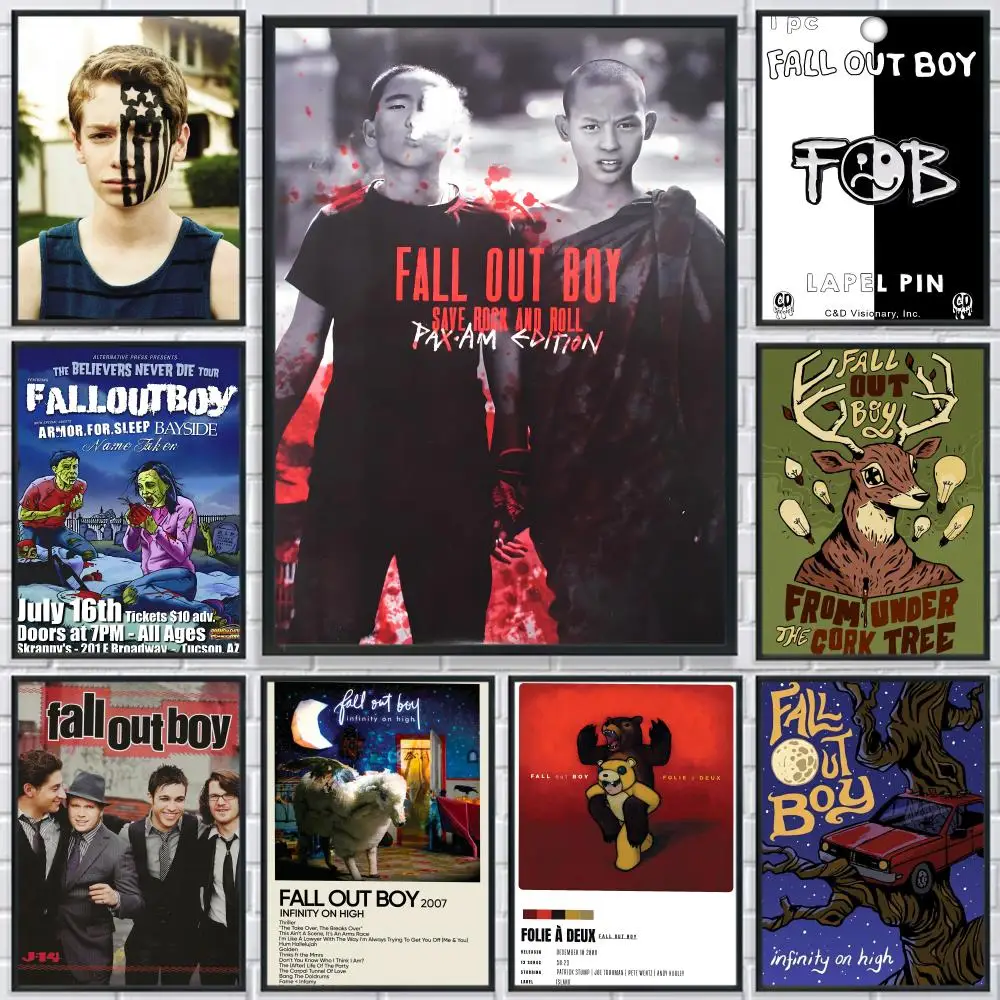 

Rock Band F-Fall Out BoyS Poster HD Print Personalized Canvas Wall Mural Art Poster Photos for Living Room Home Decor Durable