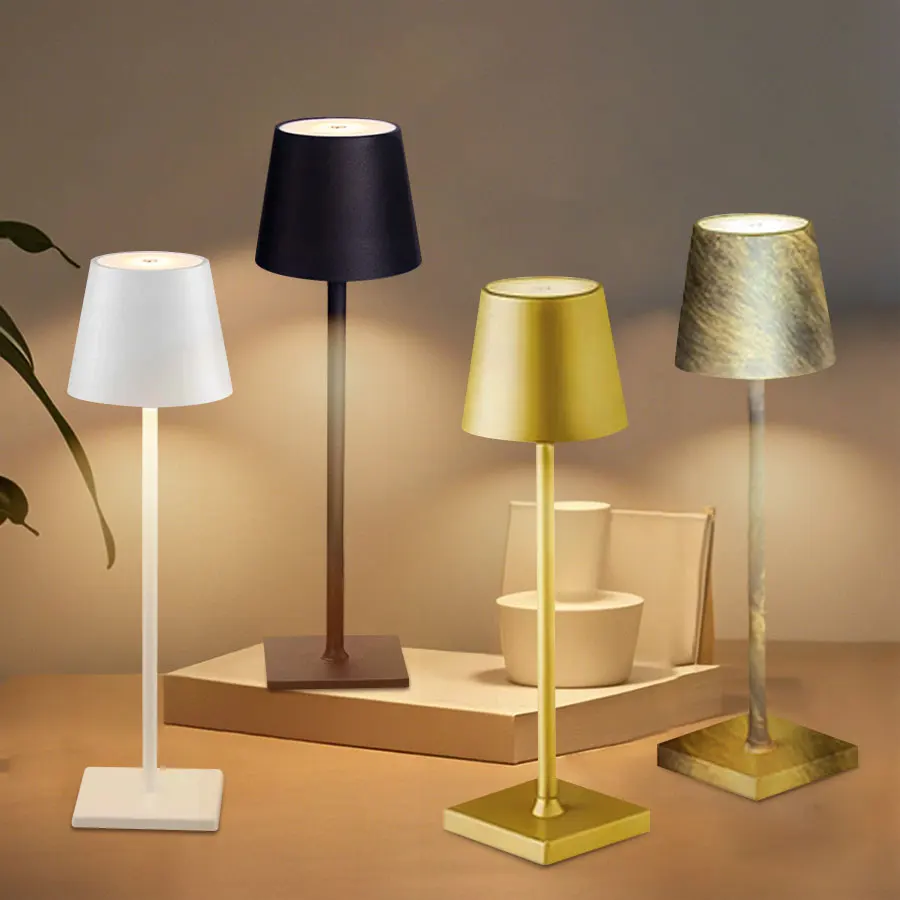 

Rechargeable Table Lamp Portable Touch LED Desk Lamp 3 Color Stepless Dimming Desktop Night light for Restaurant Bedroom Bars