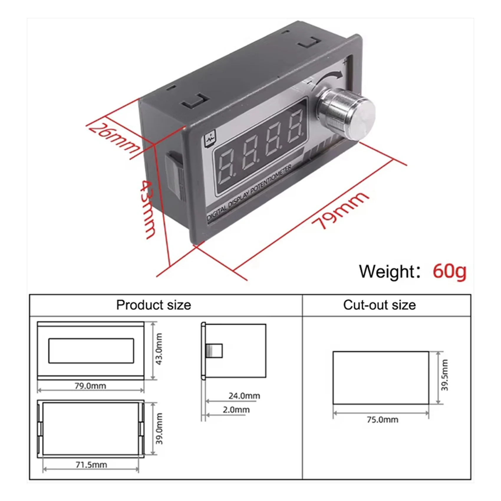 Premium-4X Digital Display Potentiometer Variable Resistor 10K Ω Resistance Signal Simulator For Speed Controller Inverter