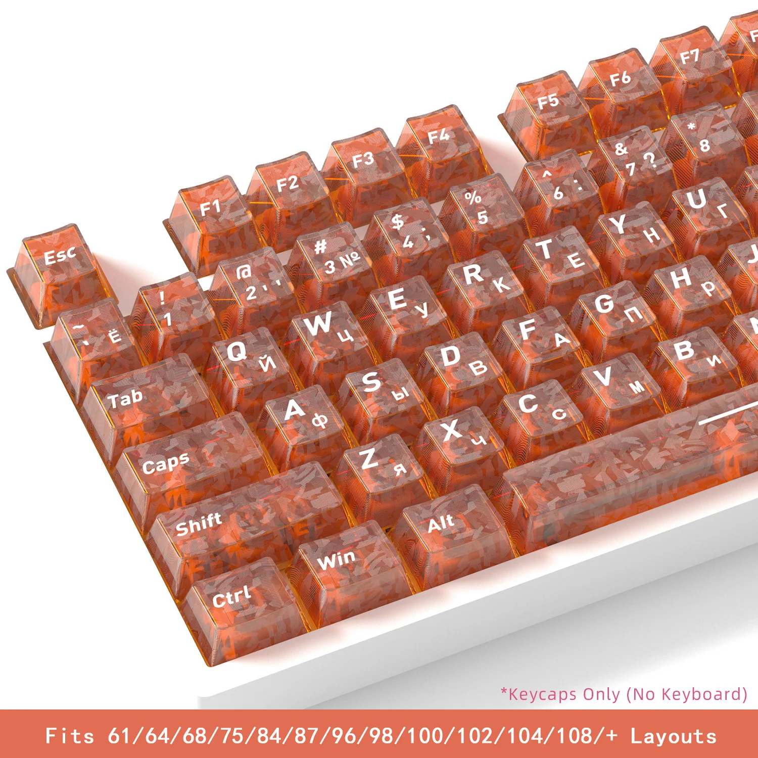 Cherry Profile Russian Keycap PC Material Carbon Texture Transparent Key caps for MX switches ANSI ISO keyboard keycaps