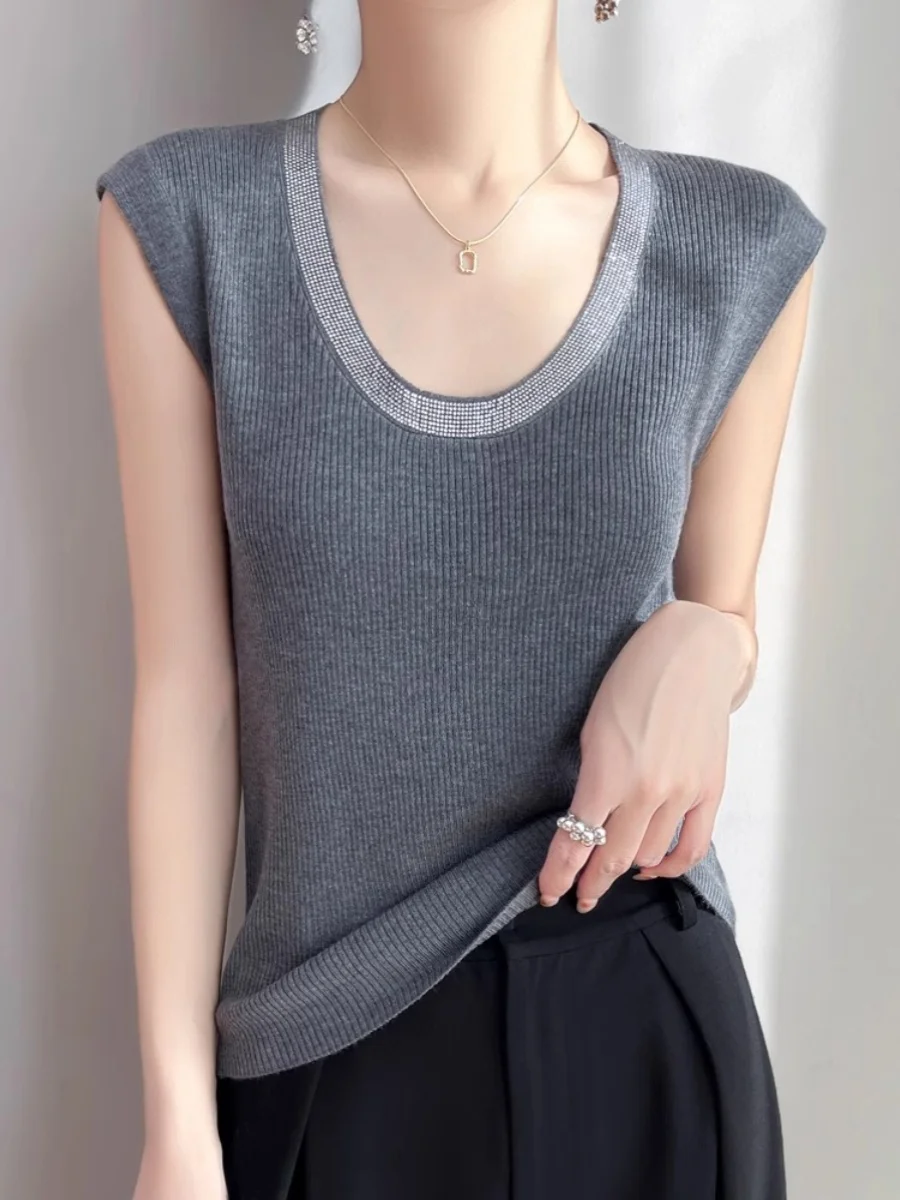 سترة صوف محبوكة ثقيلة الوزن للنساء Svel مستديرة Ne Diamond مزينة بقصة ضيقة وقاعدة irt للتنقل بقصة مستقيمة