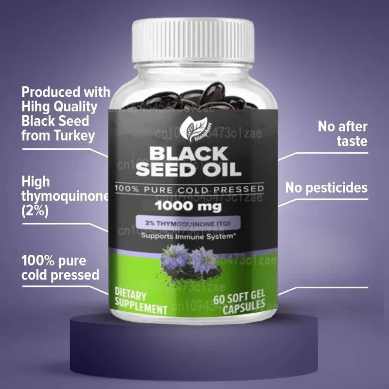 

Black Seed Oil Cold Pressed 100% Pure | Rich in Omega 3 6 9- for Immune Support (1000mg -60 Capsules)