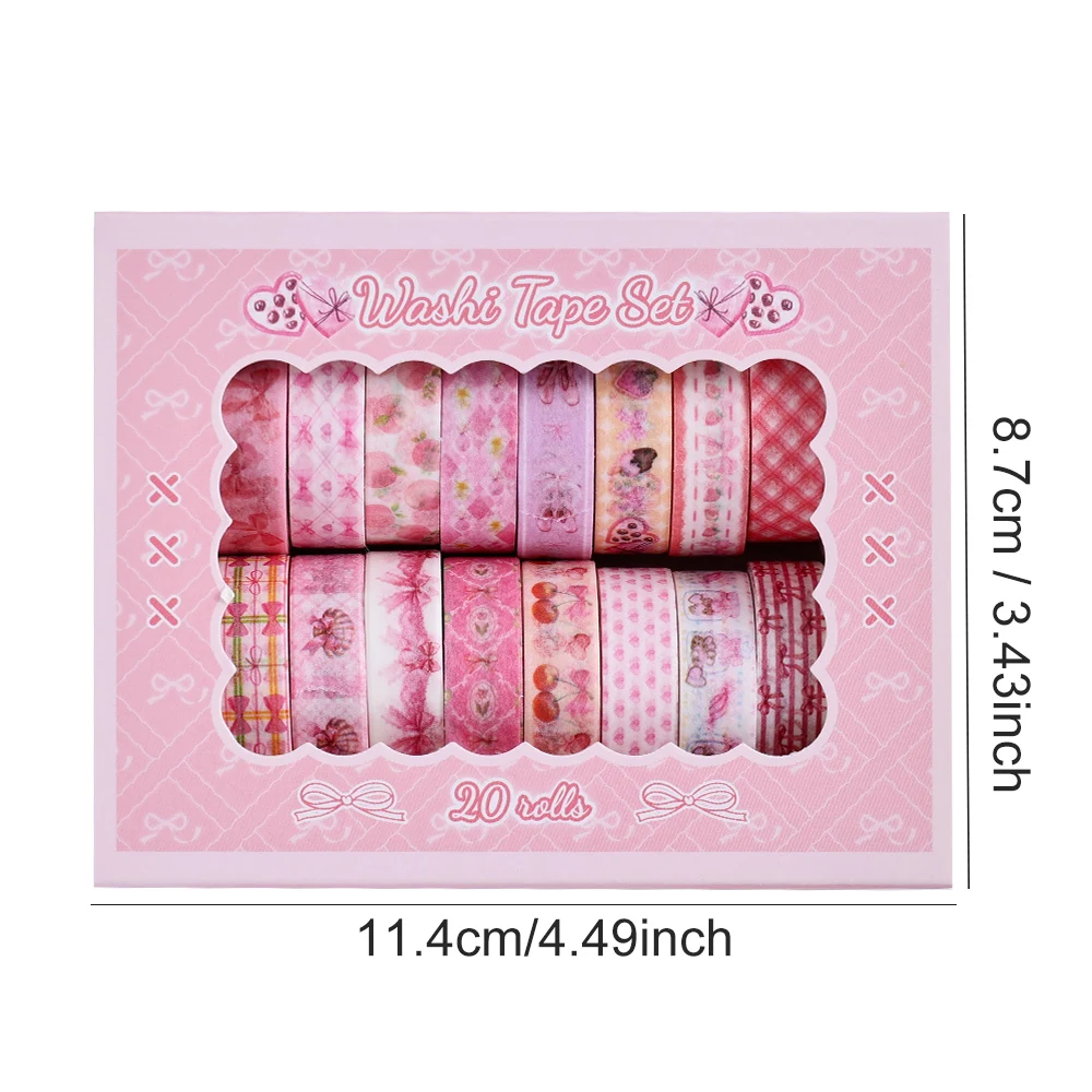 20 Rolls Macaroon Color Washi Tape With Cherry Dessert Themed Decorative Tapes for Journal Scrapbooking Planner Accessories view 6