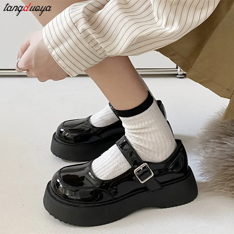 2024 Women Lolita Shoes Woman Vintage Girls High Heel Platform Mary Jane Shoes Japanese Style College Student JK Uniform shoes