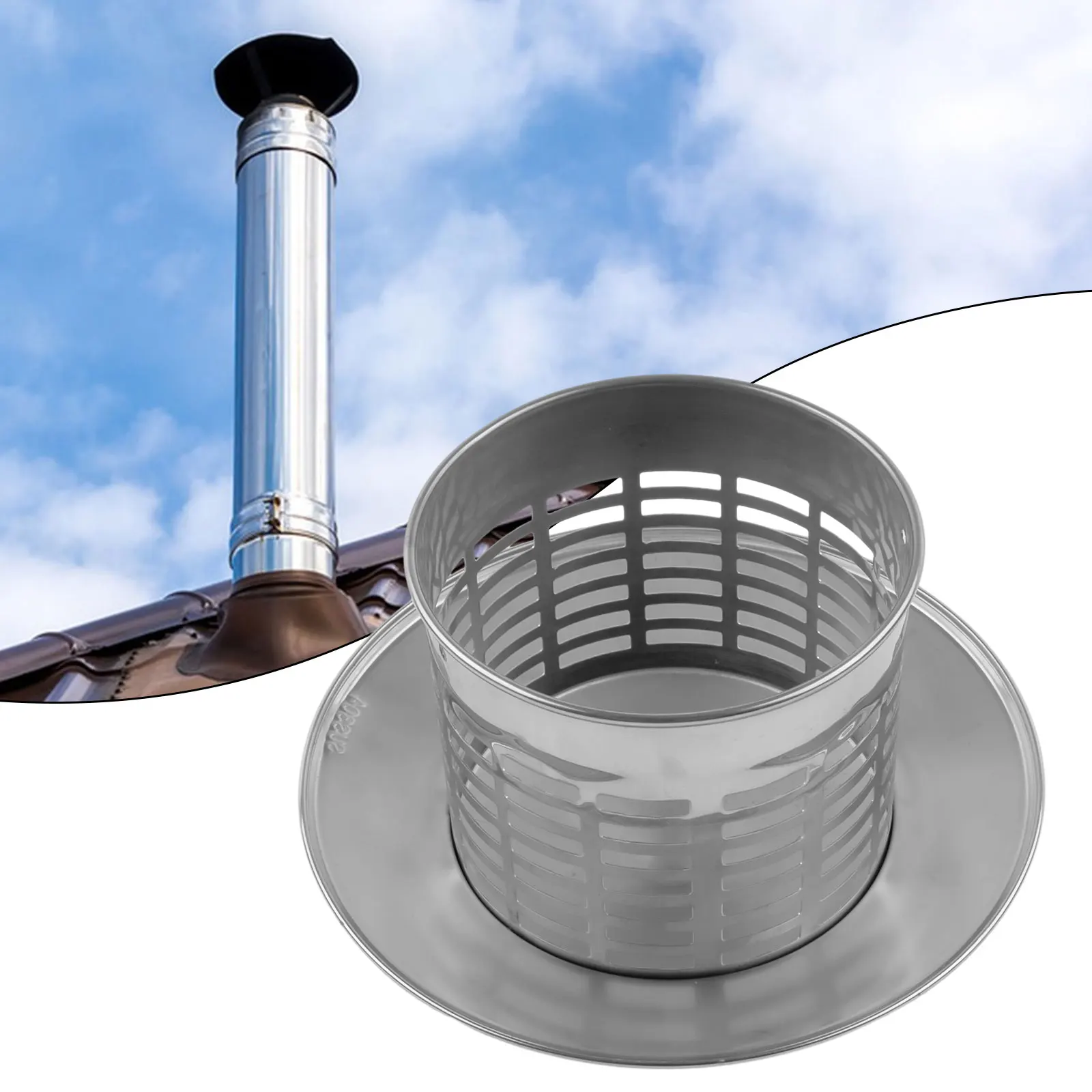 Roof Mounted Stainless Steel Chimney Cap with Air Outlet for exhaust Hood Cover for Ventilation Pipes and Chimney Smoke