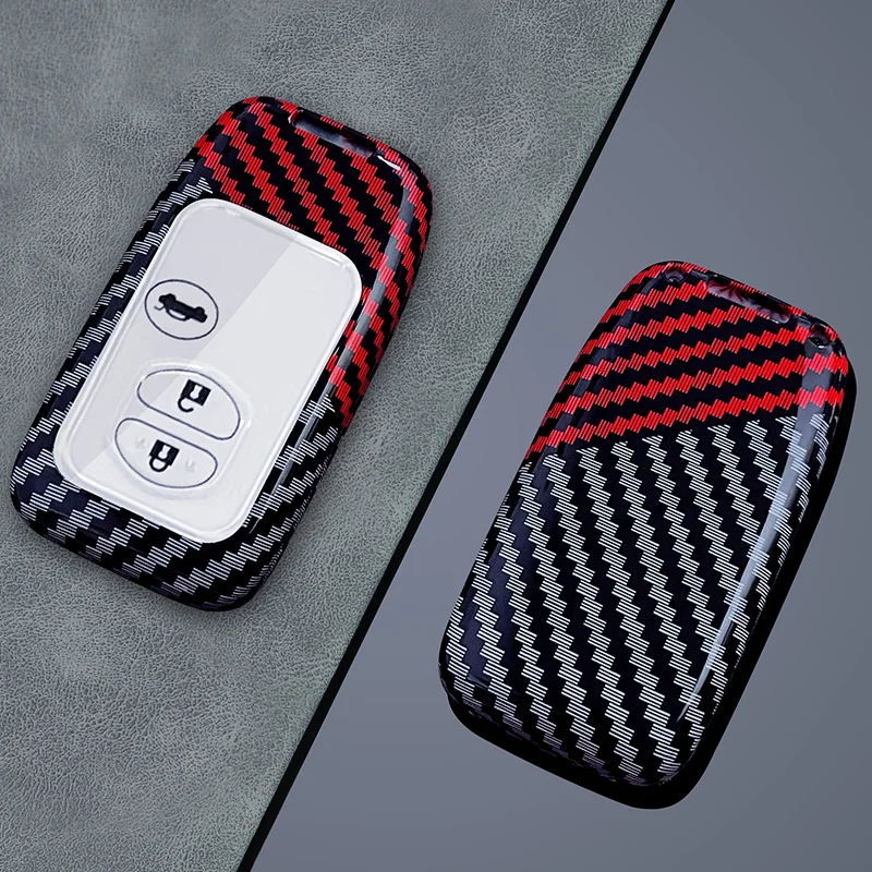 2 3 Buttons For Toyota Aqua RAV4 Land Cruiser Camry Prado Corolla Prius 2013 2014 Carbon Fiber Car Key Case Cover Keyring Holder