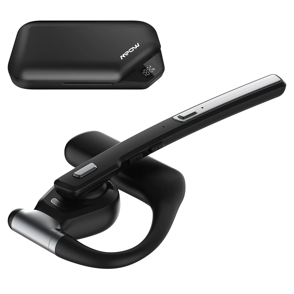 Mpow A6 Bluetooth 6.0 Headset with Microphone 96-Hour Open Ear Noise Canceling Wireless Earpiece Mute Button for Trucker Office