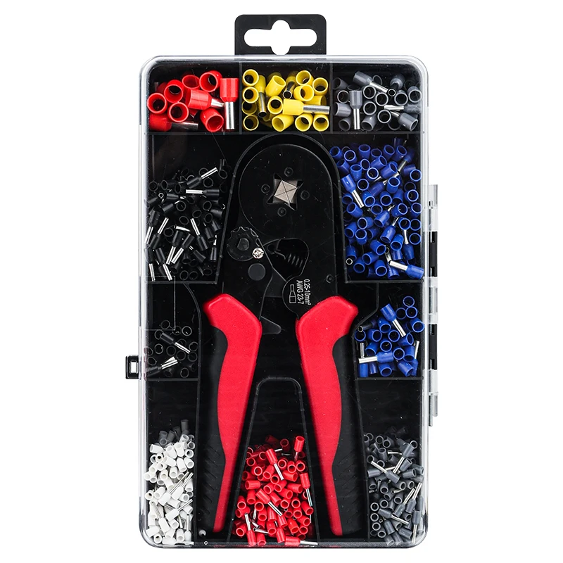 

Ferrule Crimping Tool Kit 1200PCS Wire Connectors AWG23-7 Wire Copper Tubular End Wire Terminals Sawtooth Ratchet Crimper Kit