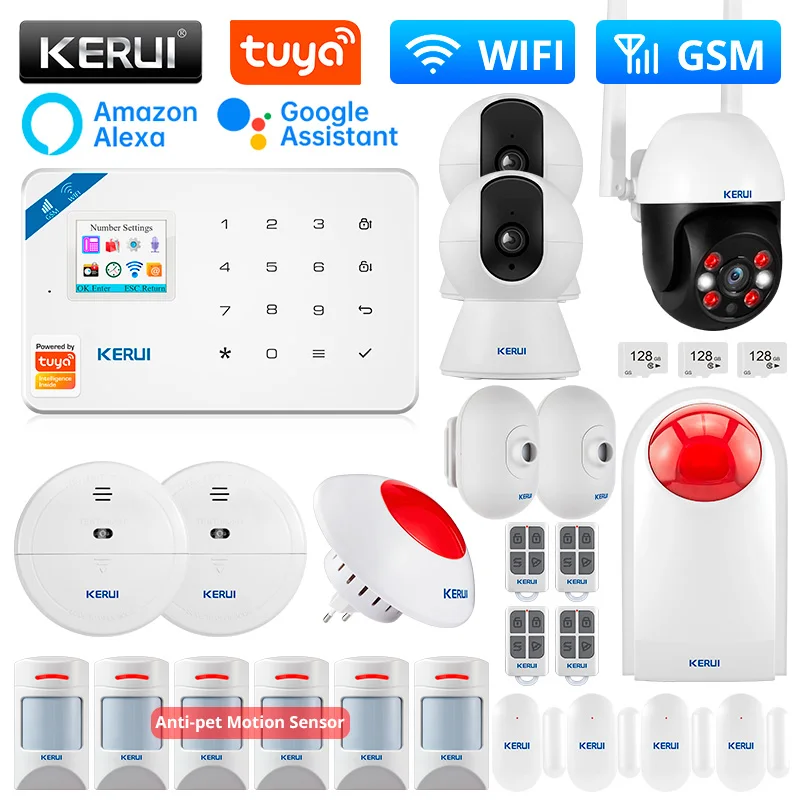 KERUI W181 Alarm System Kit with Motion Sensor WIFI GSM Alarm for Home Security Support Alexa Tuya Smart APP Remote Control