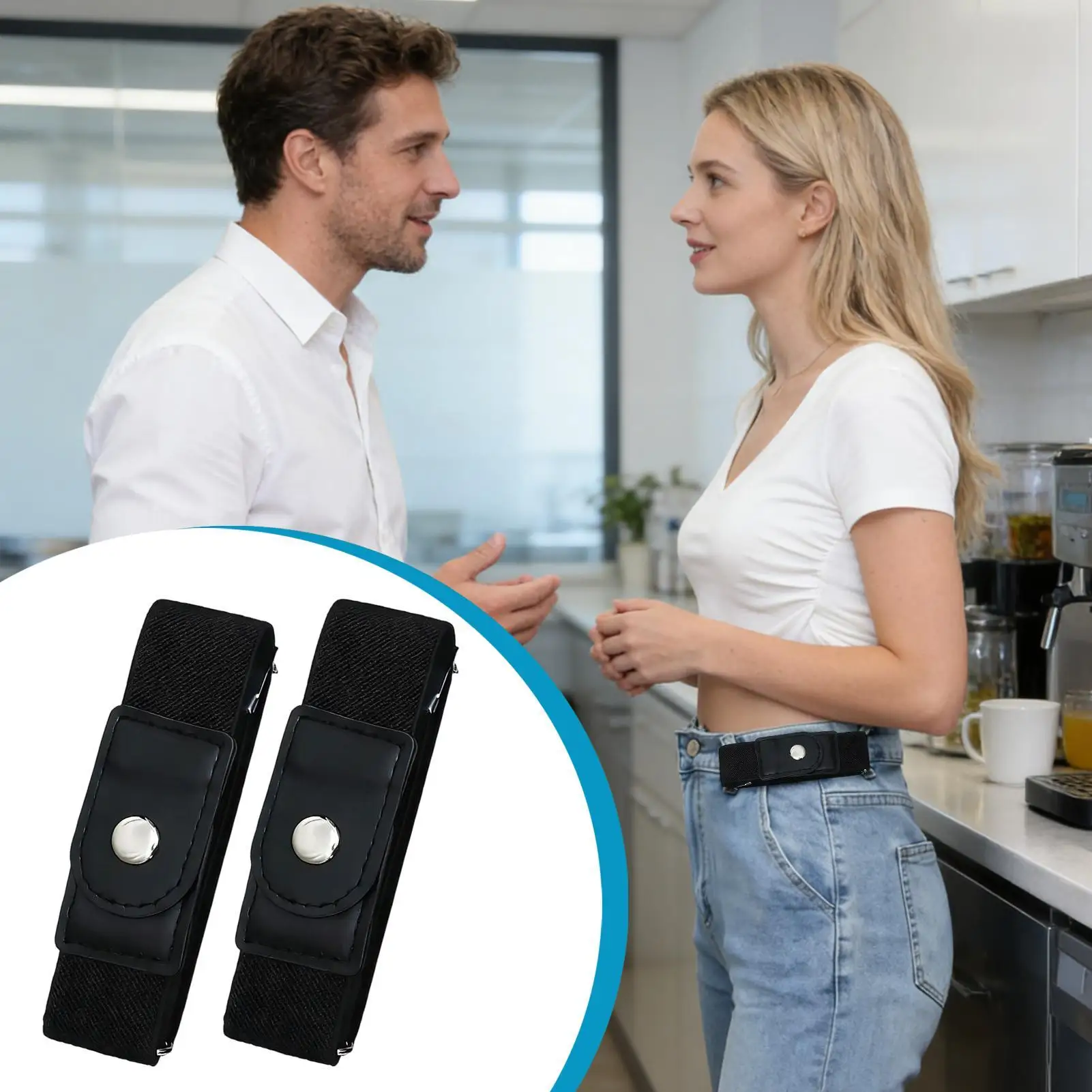 Adjustable Stretch Elastic Waist Band Invisible Belt Buckle-Free Belts Jean Pants Dress No Buckle Easy To Wear Waist Support