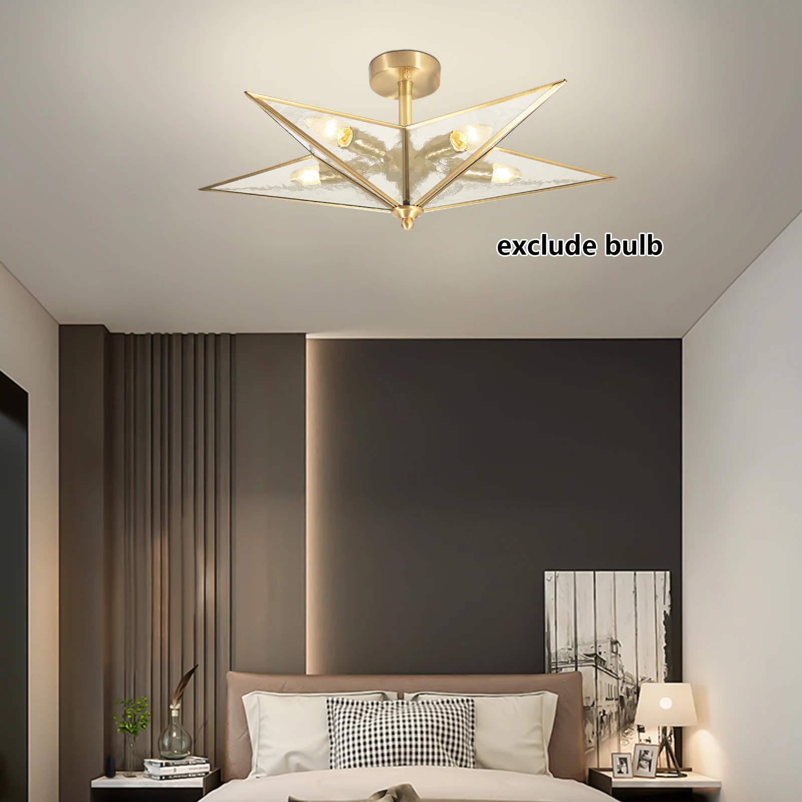 Star Ceiling Light Glass Ceiling-mounted Chandelier 110-220V for Bedrooms Cafes Restaurants Bars