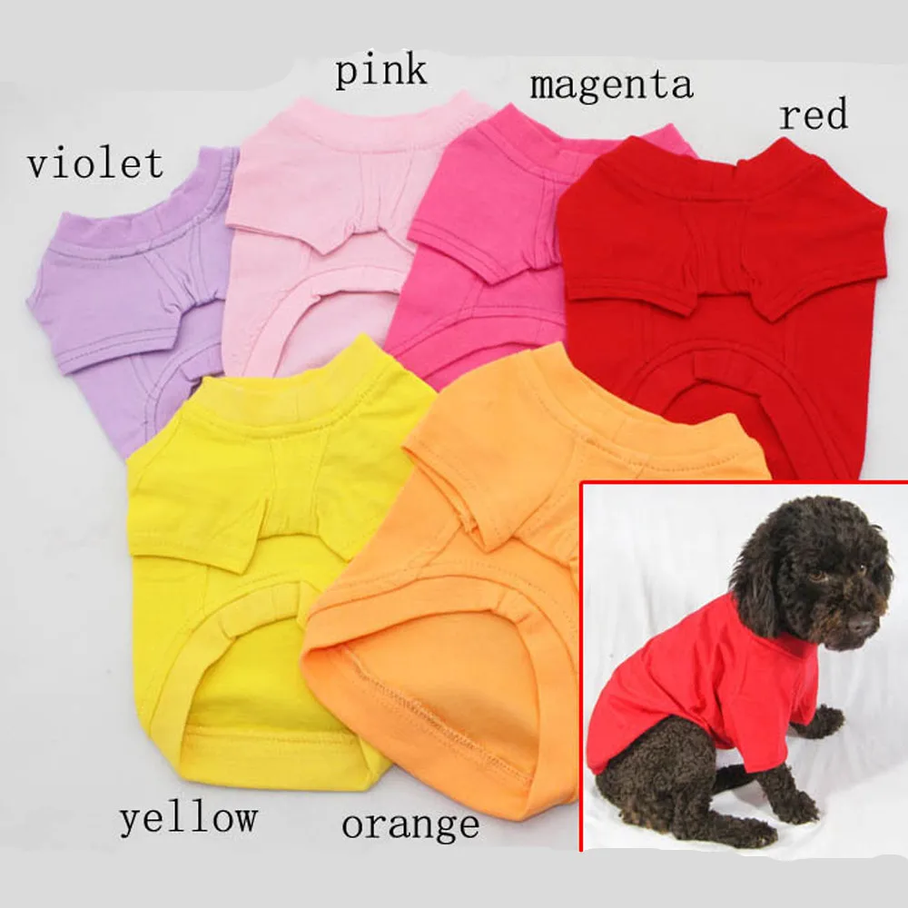 

100% Cotton T-Shirt for Dogs Solid Colors Dog Shirt Soft Comfortable Pet Dog Cat Clothes Cool Vest
