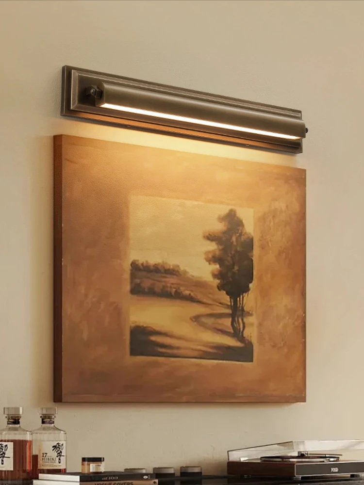 All copper retro nostalgic wall lamp, hotel gallery, shop entrance sign lamp, door head long strip wall lamp, mirror headlight