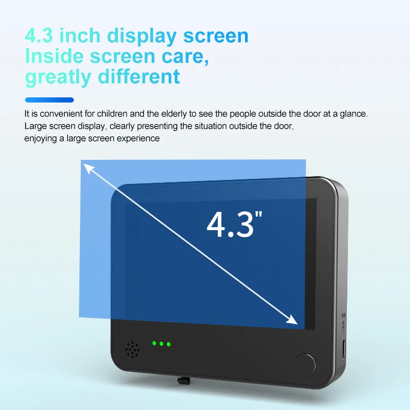Danmini Tuya Smart Cat Eye Door Security Camera 3MP 4.3 Inch Screen 2K Visual Night Vision PIR Motion Detection Digital Peephole