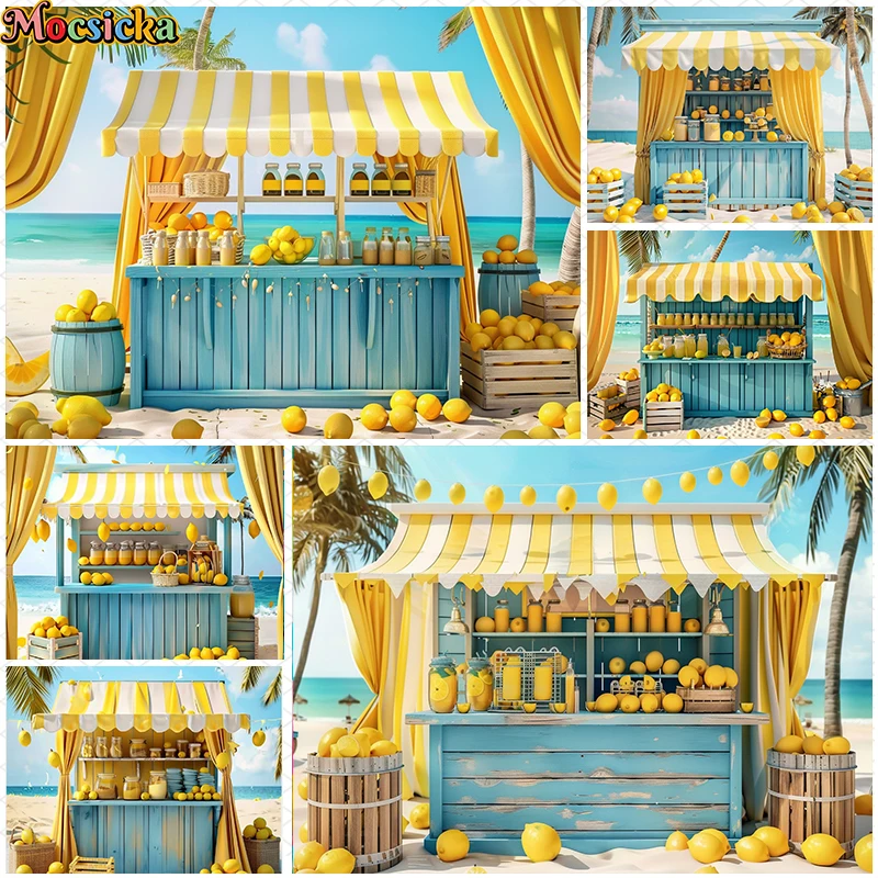 Mocsicka Photography Background Summer Beach Lemonade Stand Decoration Cake Smash Adult Child Portrait Backdrop Photo Studio