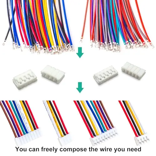 EH 2, 54 złącza żeńskie i 22AWG kable, JST-EH EH 2.54mm zestaw łączników, EH-2.54 2/3/4/5/6/7/8/9/10pin obudowa (YO-EH2.54)