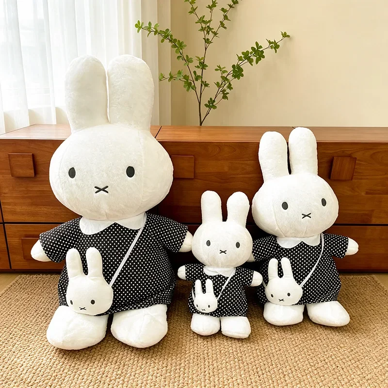 Soft Miffy Rabbit Plush Toy Large Sleeping Doll Cute Crossbody Bag Grid Skirt Gift for Girls Kids Children Birthday Present - view 4