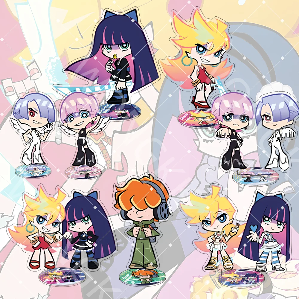 Anime Panty & Stocking with Garterbelt 10CM Cute Acrylic Stand Keychain Anime Stand Kneesocks Brief Desk Decor Gift For Fans