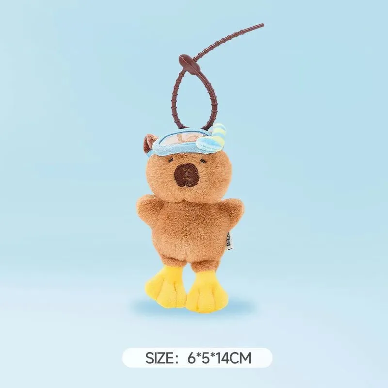 

Kawaii Capybara Plush Keychain Set Summer Style Stuffed Animal Pendant Bag Charm Soft Mini Plush Toy Portable Key Ring Decor