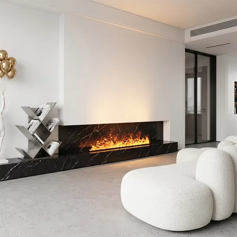 3D Wall-Mounted Multicolor Flame Remote App-Controlled Overheating Protected Hotel Villa 1500mm 60inchs Electric Fireplace
