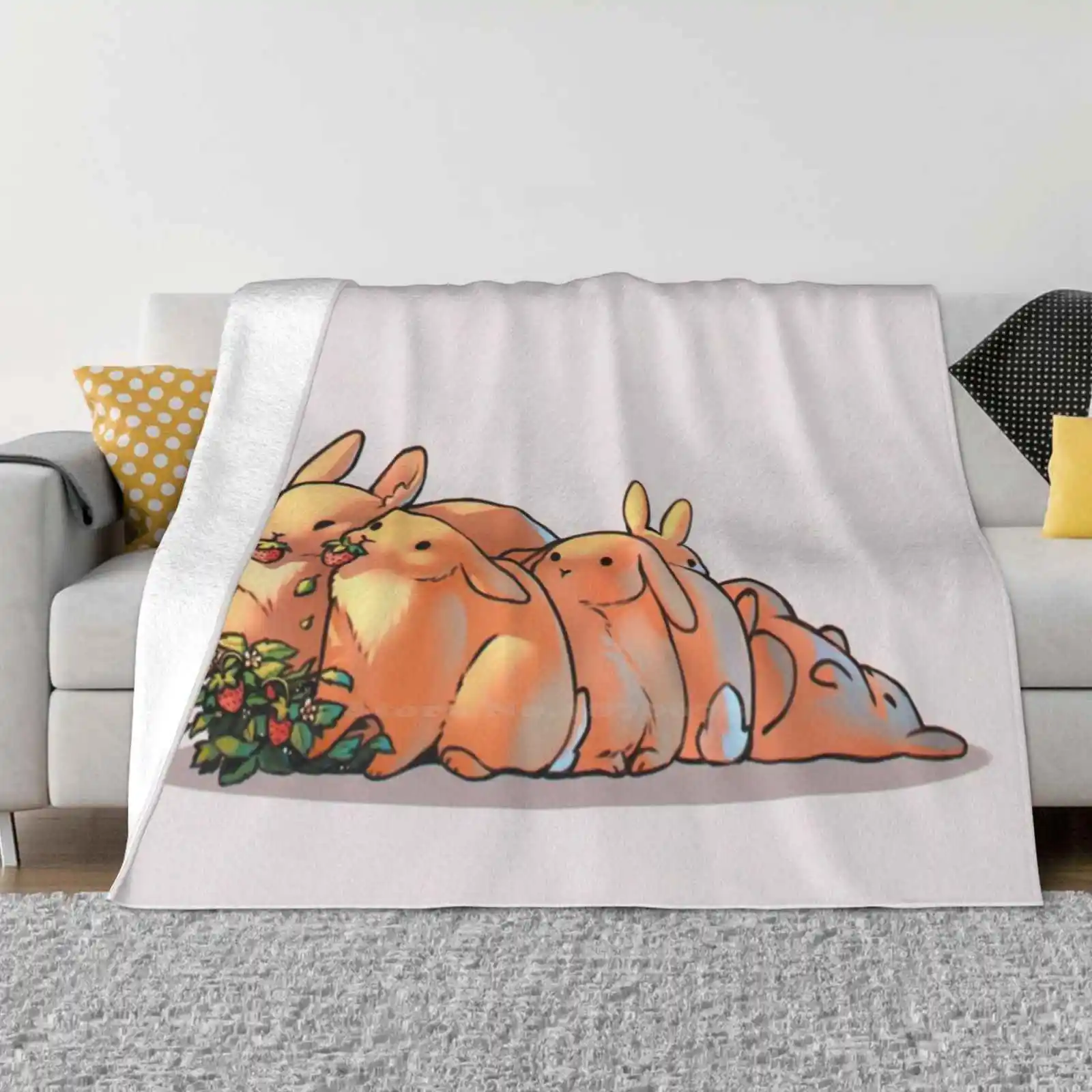 Munching Bunnies Top Quality Comfortable Bed Sofa Soft Blanket Neytirix Rabbit Bunny