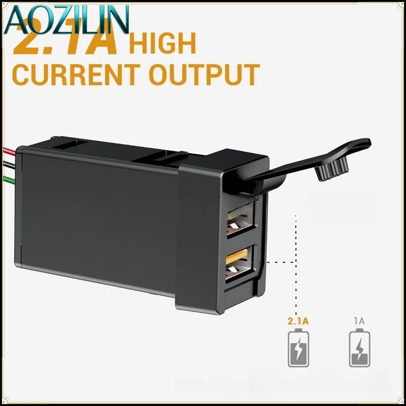 Dual‑Port QC3.0 Fast‑Charge USB Socket,12V Car Modified Charger Outlet Compatible with Toyota RAV4 Interior DIY Accessory