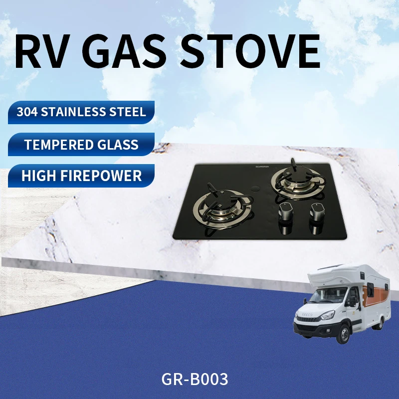 RV gas stove glass table stainless steel double burner gas stove GR-B003 household small stove