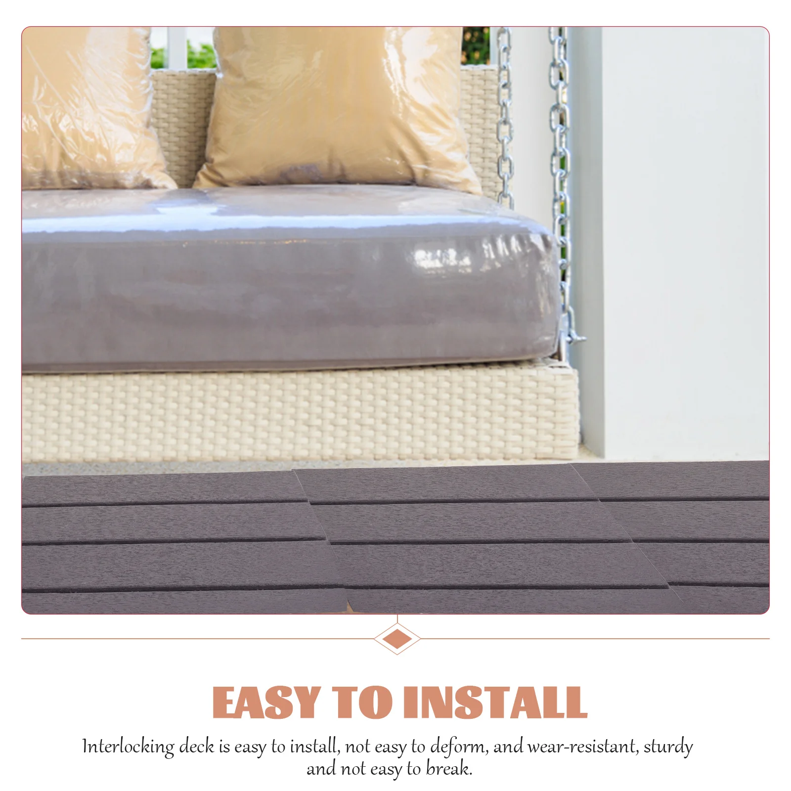 

4 Pcs Grey Balcony Floor Tiles Interlocking Decking Durable Outdoor Garden Flooring Home Supplies Plastic Patio Tile