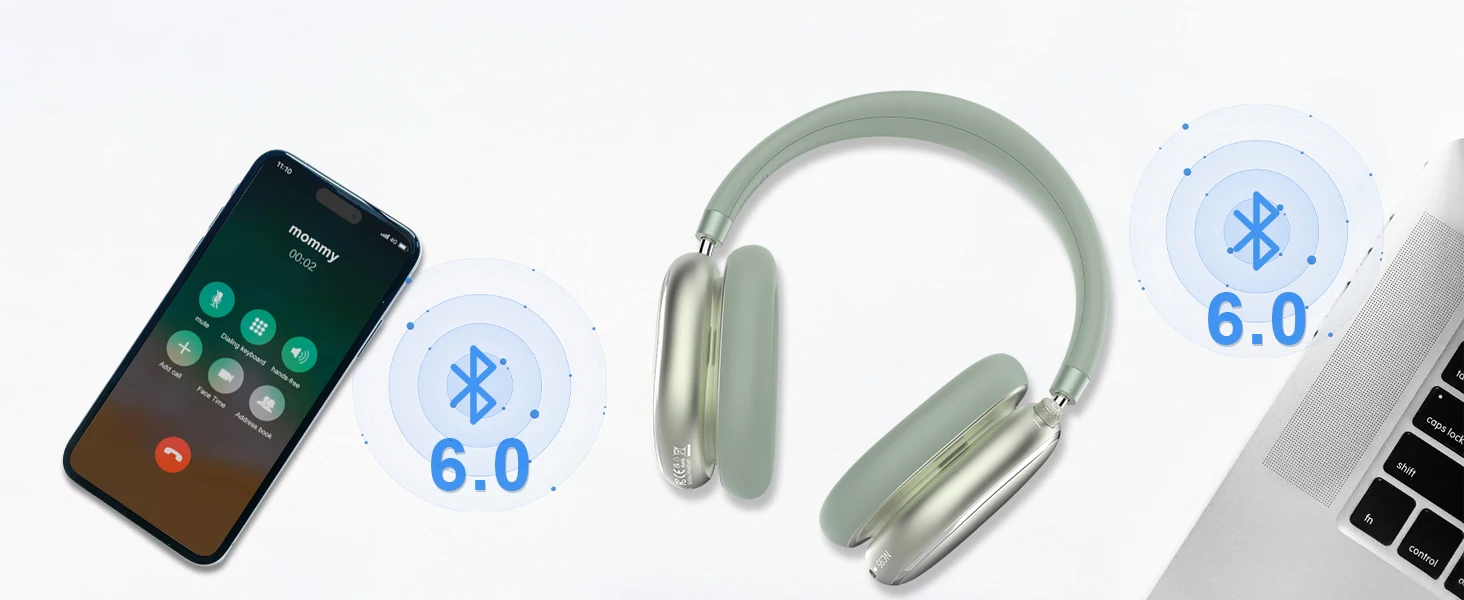 Hybride Kopfhörer mit aktiver Geräuschunterdrückung und Knopfsteuerung, 65 Stunden Spielzeit, Over-Ear-Kopfhörer, kabelloses Bluetooth 6.0, hochauflösendes Audio – Detail 11