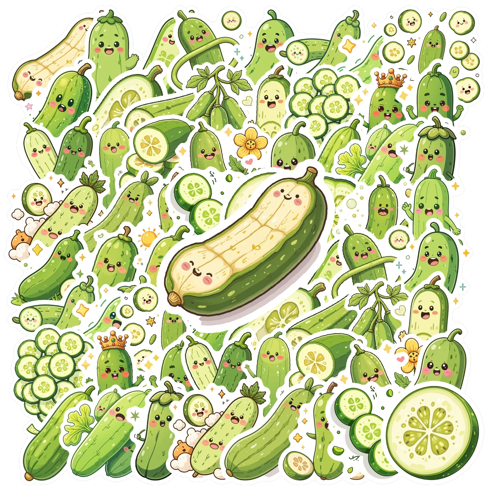 

35pcs-100pcs Cartoon Vegetables Stickers Cute Cucumber Funny Stickers Vegetable Stickers For Laptop Luggage Scrapbook DIY