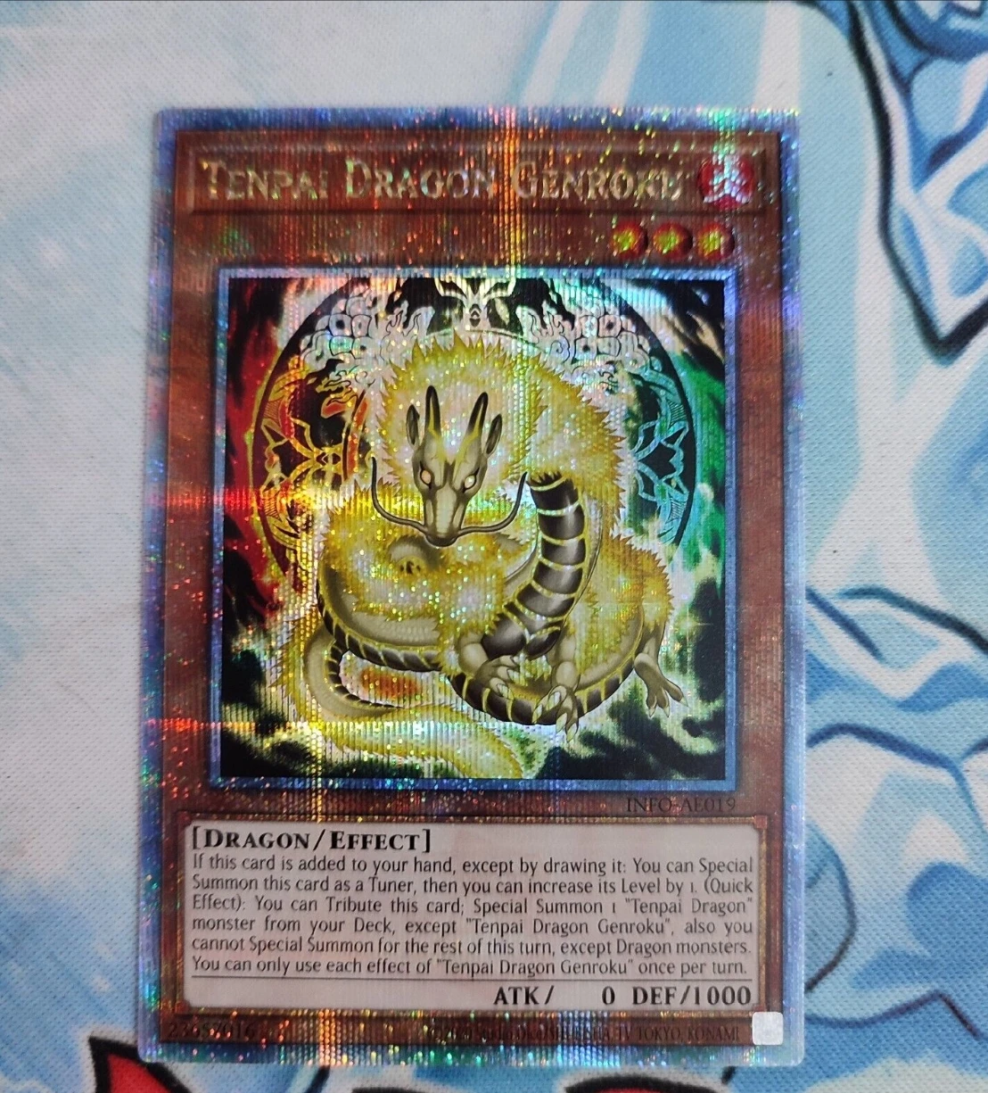 Yugioh KONAMI Duel Monsters INFO-AE019 Tenpai Dragon Genroku 25th Quarter Century Secret Asian English Collection Mint Card