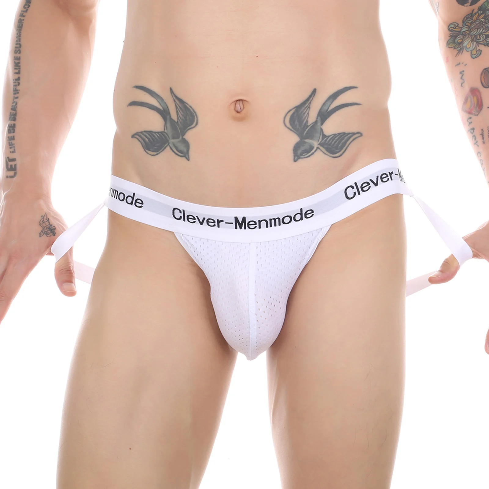 CLEVER-MENMODE 남성 섹시한 속옷 Jockstrap G String Thongs 오픈 엉덩이 페니스 파우치 팬티 Backless Low Rise 남성 속옷