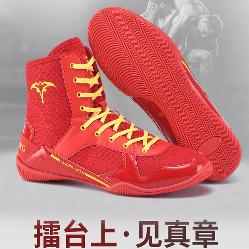 รองเท้าชกมวยมืออาชีพสำหรับผู้ชาย รองเท้ากีฬาแบบระบายอากาศ รองเท้าสำหรับกิจกรรมกลางแจ้ง รองเท้ามวยปล้ำแบบดั้งเดิม รองเท้าฝึกซ้อมสำหรับผู้หญิง รองเท้าบูทชกมวยแบบคลาสสิก