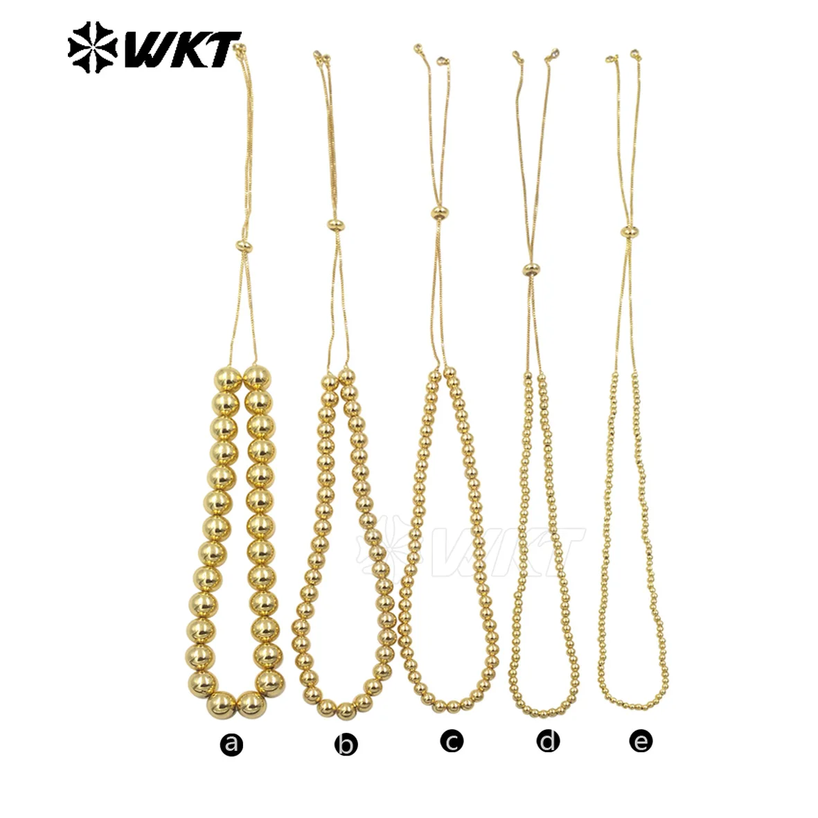 WT-JFN13 Wholesale Classic Fine 18k Gold-Plated Gold Beads 68cm Long Girl Party With Skirt Jewelry Findings