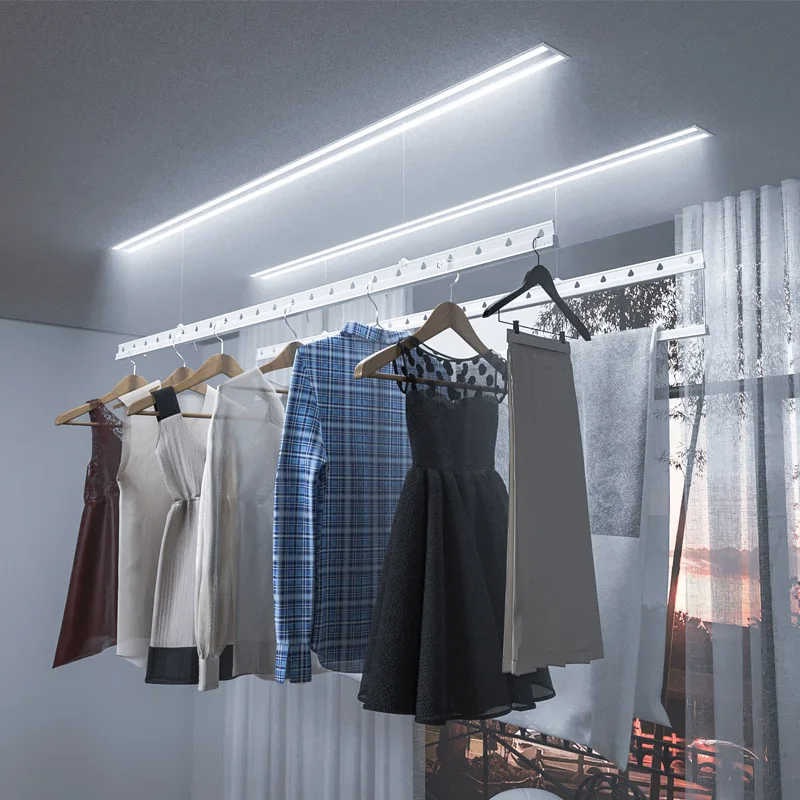 Electric Drying Rack Smart Home Products Ceiling Smart Hanger with Light Emitting Diode 1.8 meters long