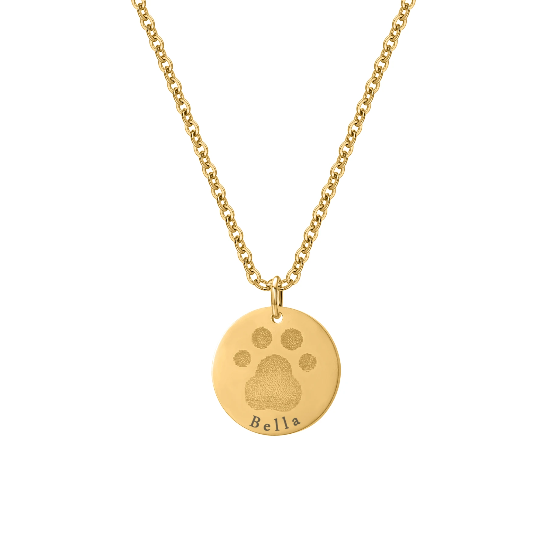 

Engraved Dog Paw Print Name Necklace