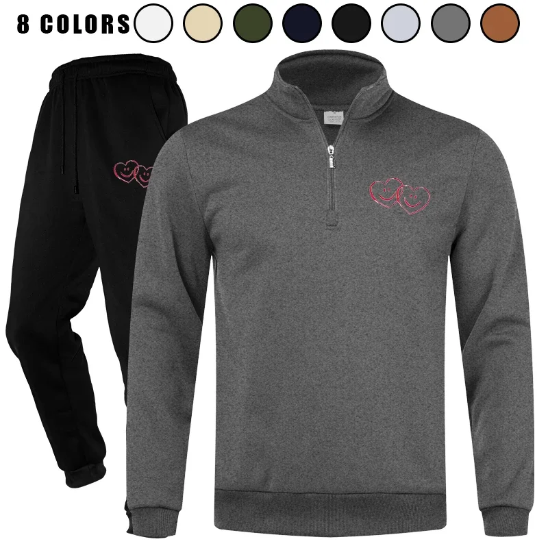

Men's Athletic 2 Piece Quarter Zip Jogging Tracksuit Running Casual Sweatsuit Sets