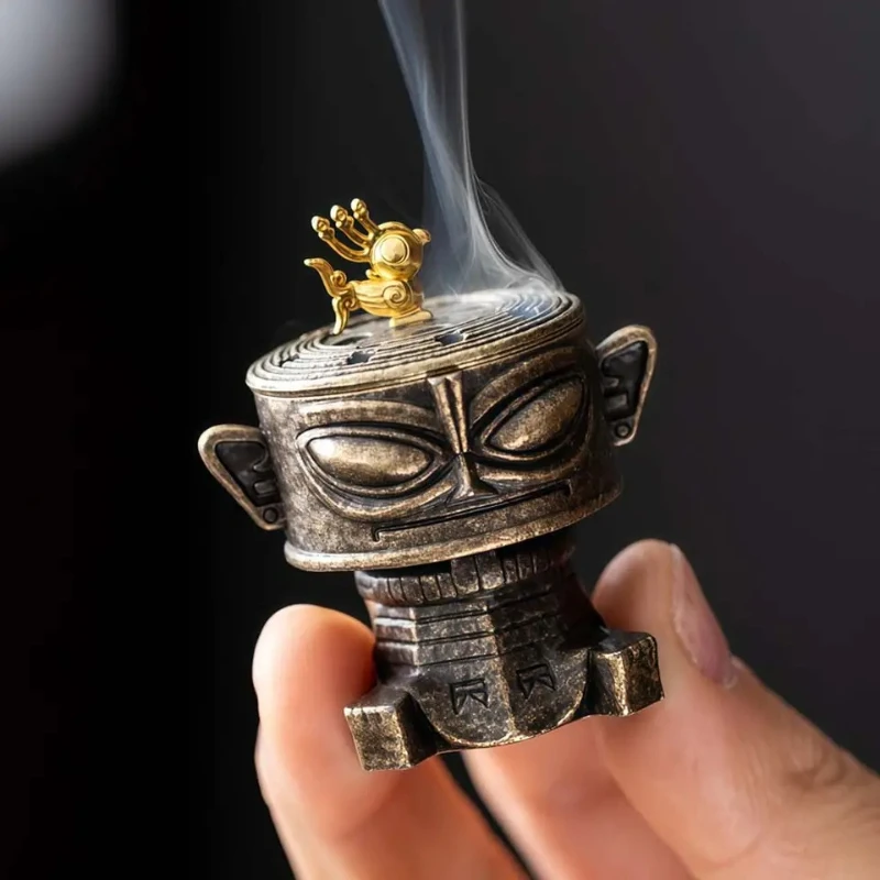 1Pcs Antique Alloy Incense Burner Holder Creative Mini Sandalwood Censer Chinese Ancient Ornaments for Home Decor Indoor Perfume