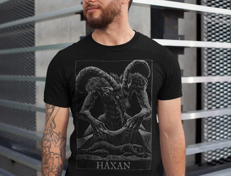 Beelzebub Witchcraft Haxan Shirt Dark Mystery Personality Gothic Street Fashion Short Sleeve Round Neck T-shirt Street Wear Tops