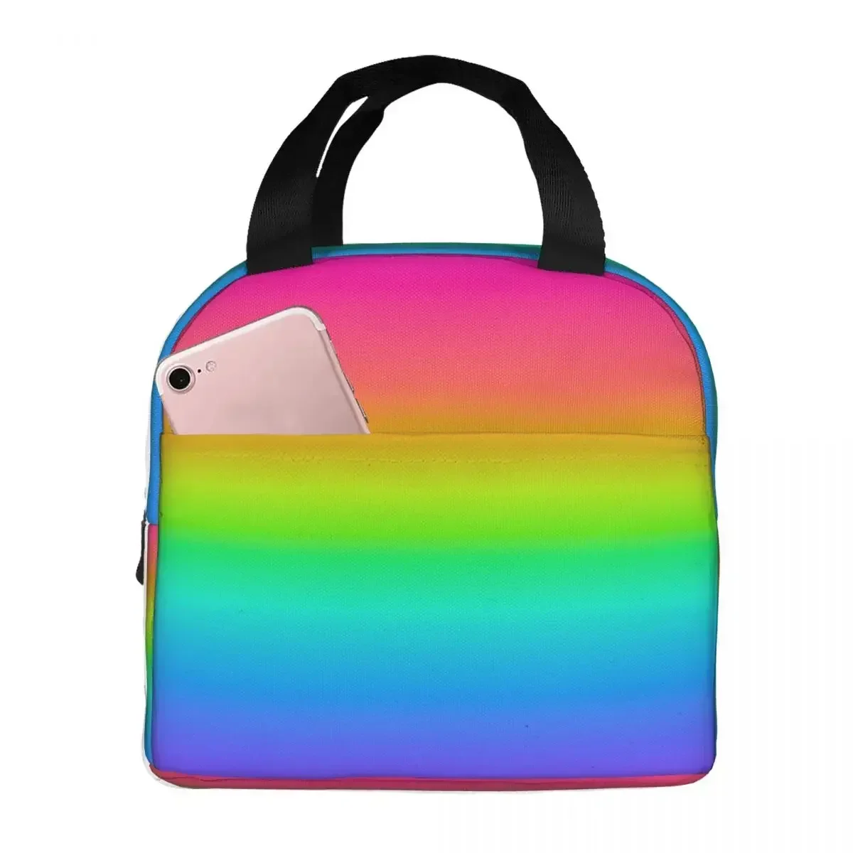 

Neon Rainbow Ombre Insulated Lunch Bags Resuable Picnic Bags Thermal Cooler Lunch Box Lunch Tote for Woman Work Children School